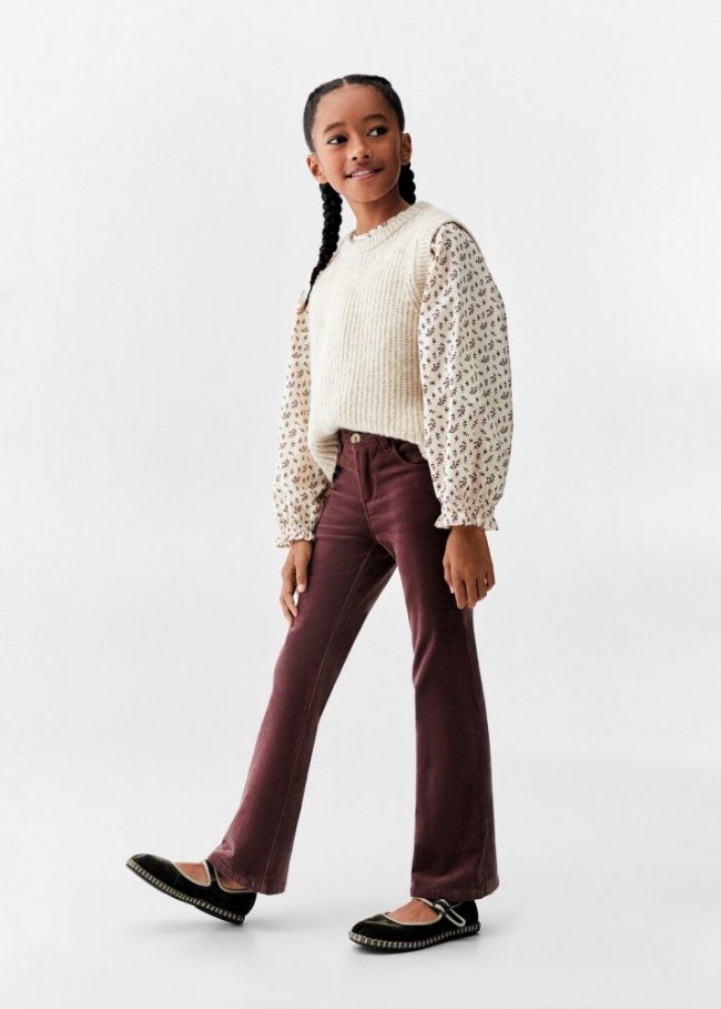 Mango Pantalón flare - Granate
