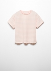 Mango Camiseta algodón rayas - Rosa
