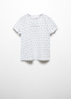 Mango Camiseta logo manga corta - Blanco roto