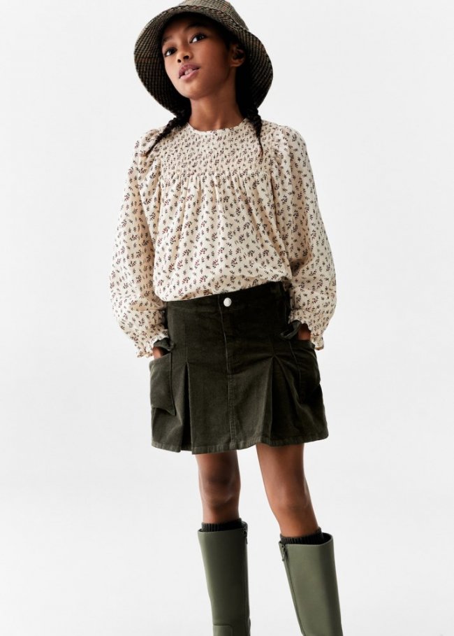 Mango Falda pana cargo - Khaki