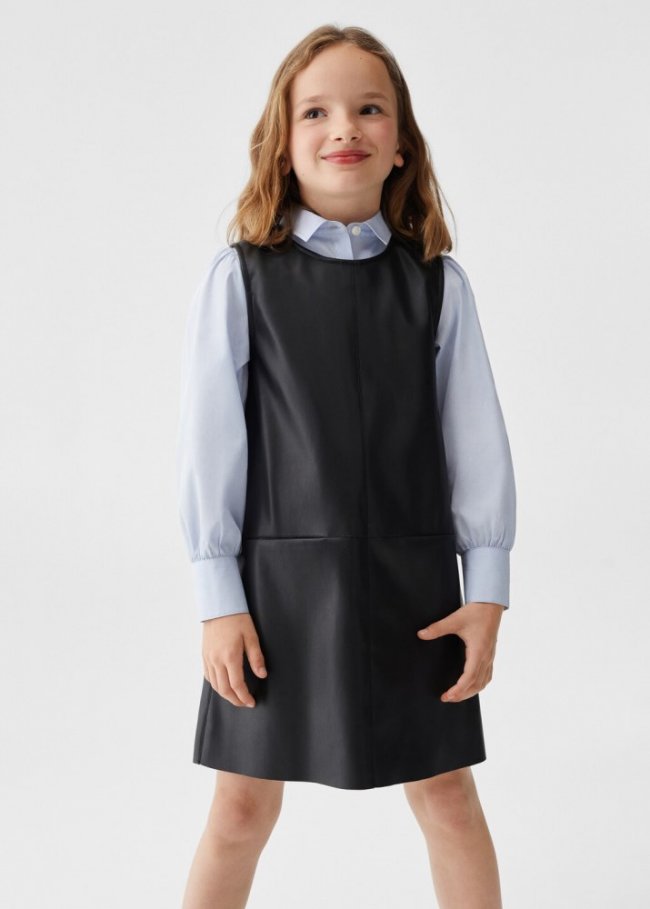 Mango Vestido efecto piel - Negro