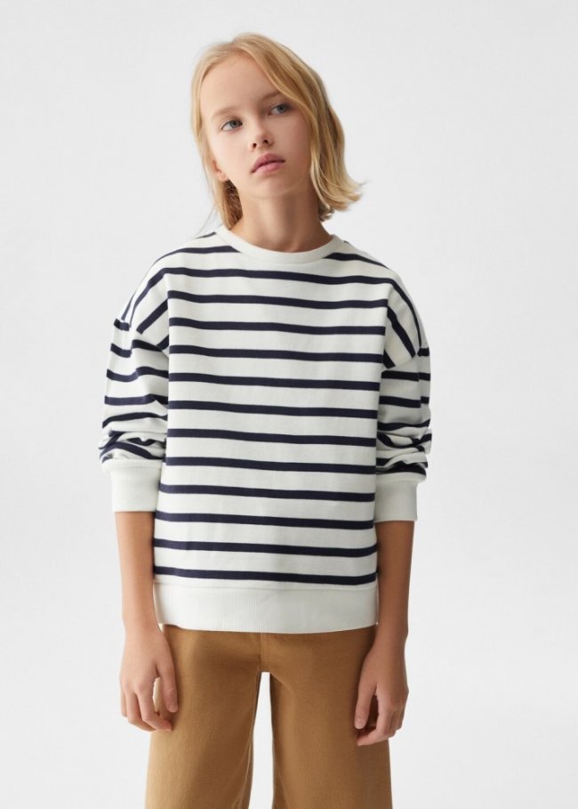 Mango Sudadera algodón rayas - Azul marino oscuro