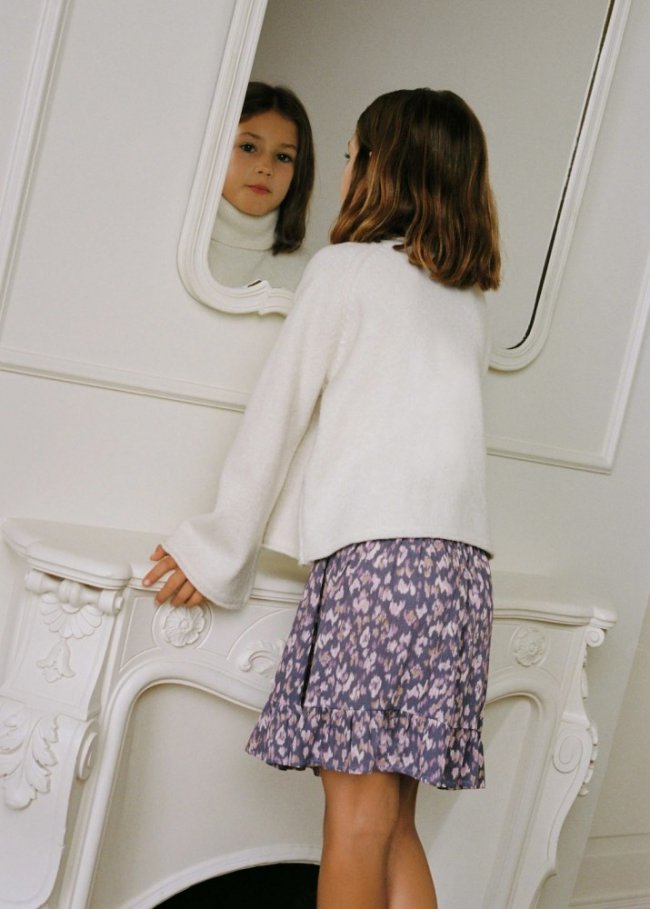 Mango Falda estampada volante - Morado