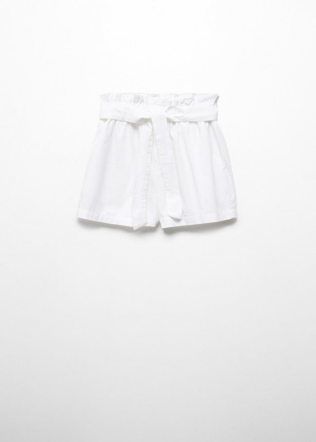 Mango Shorts paperbag cinturón - Blanco