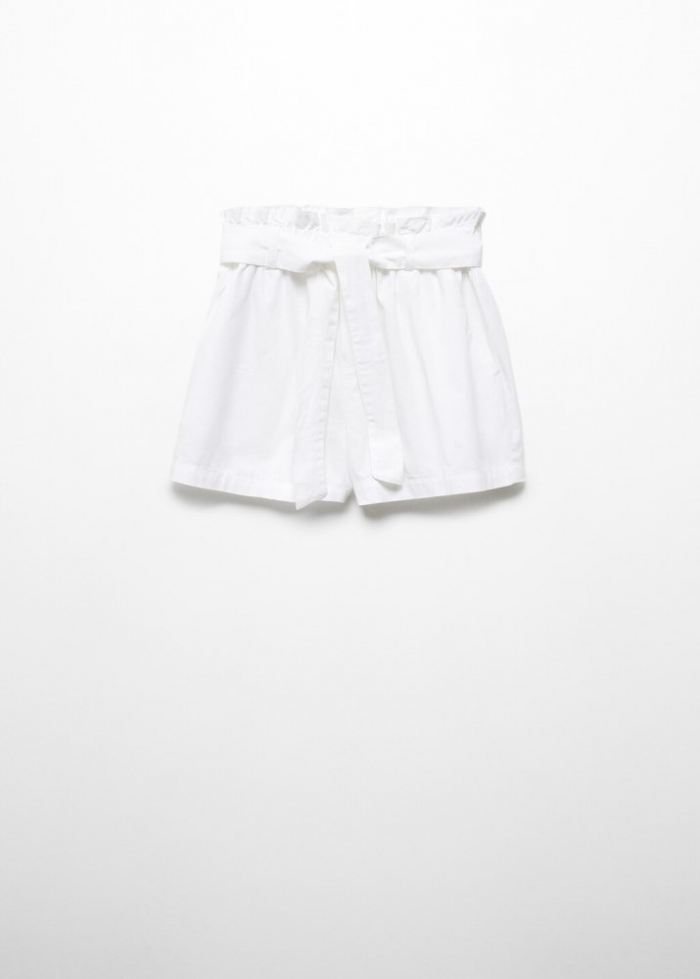 Mango Shorts paperbag cinturón - Blanco