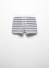 Mango Short rayas algodón - Blanco roto