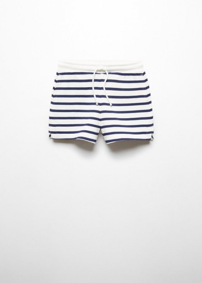Mango Short rayas algodón - Blanco roto
