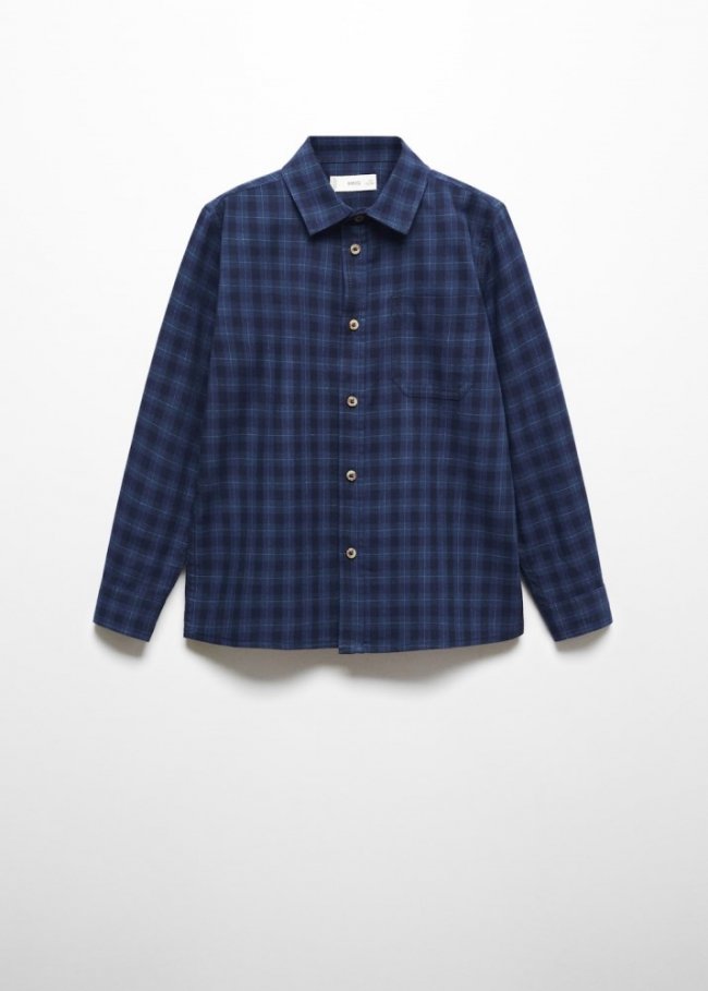 Mango Camisa vestir algodón cuadros - Azul marino oscuro