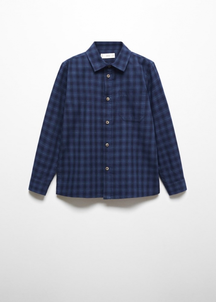 Mango Camisa vestir algodón cuadros - Azul marino oscuro