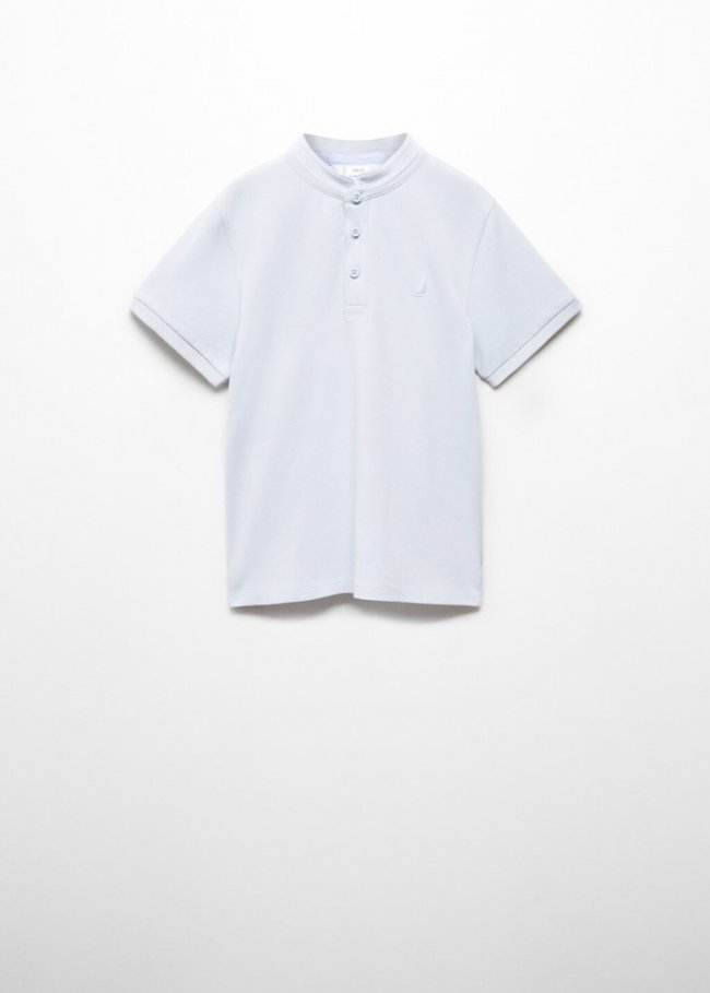 Mango Polo algodón cuello mao - Azul celeste