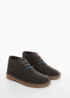 Mango Botín piel cordones - Gris antracita