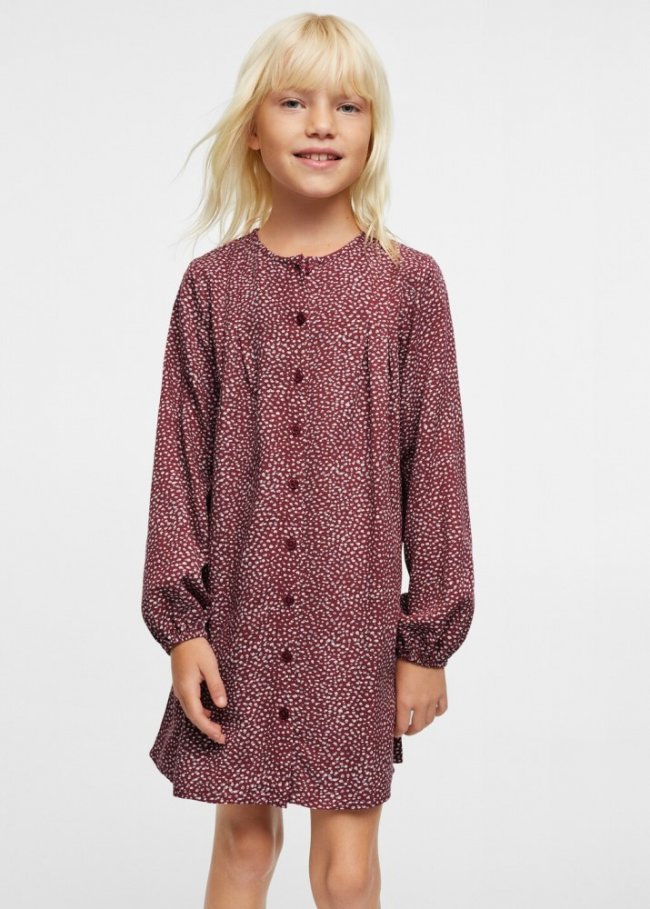 Mango Vestido fluido estampado - Granate