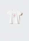 Mango Camiseta estampada algodón - Blanco roto