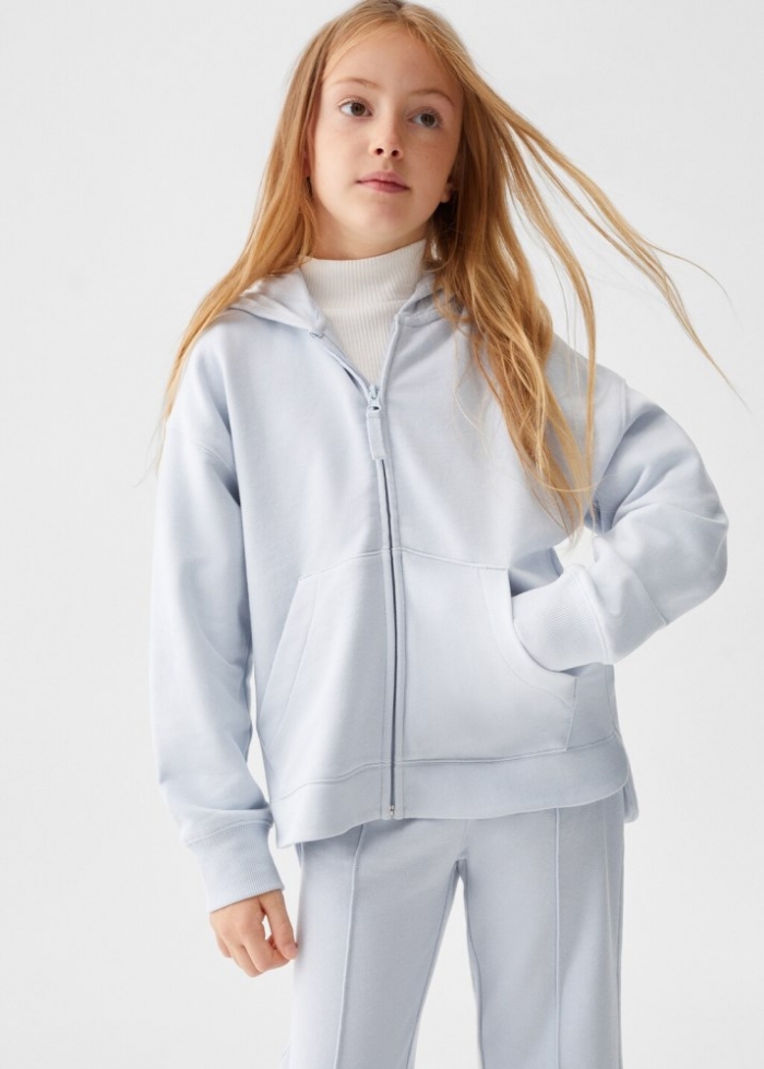 Mango Sudadera capucha cremallera - Azul celeste