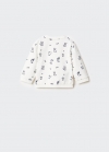 Mango Sudadera algodón estampada - Blanco roto