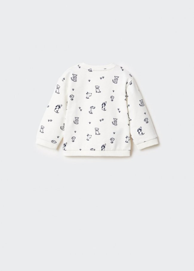 Mango Sudadera algodón estampada - Blanco roto