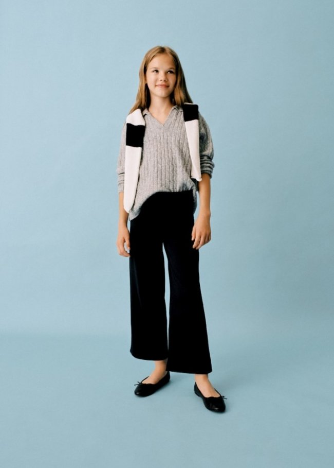 Mango Pantalón culotte punto - Azul marino oscuro