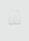 Mango Camiseta cuello fruncido - Blanco roto
