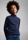 Mango Camiseta manga larga cuello alto - Azul marino oscuro
