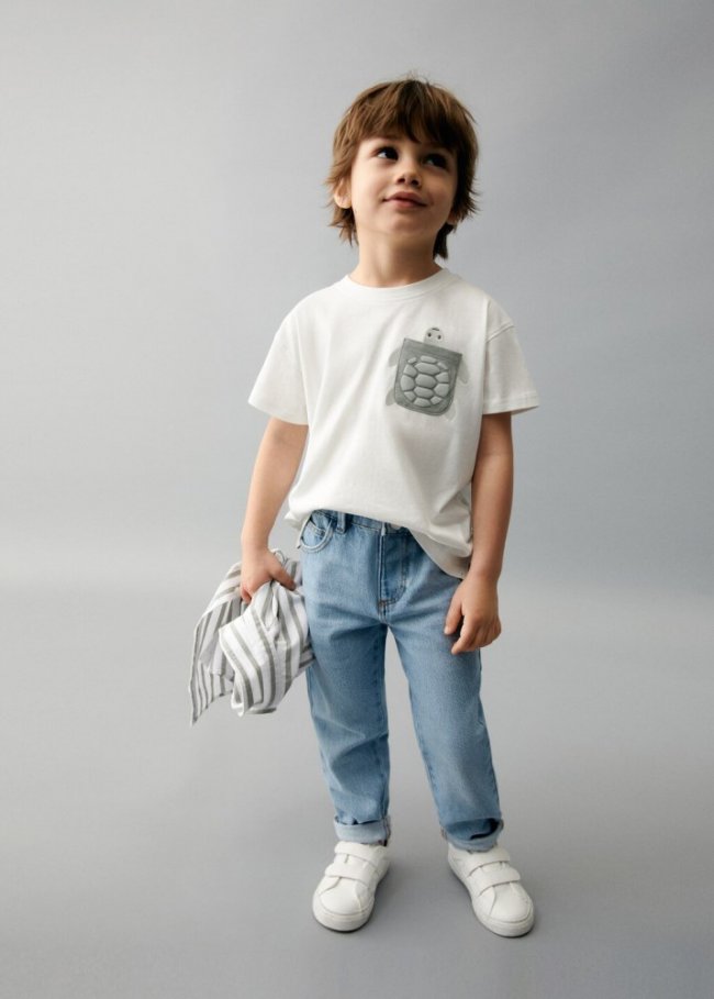 Mango Camiseta estampada bolsillo - Blanco roto
