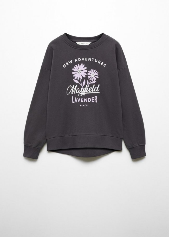 Mango Sudadera algodón estampada - Gris antracita