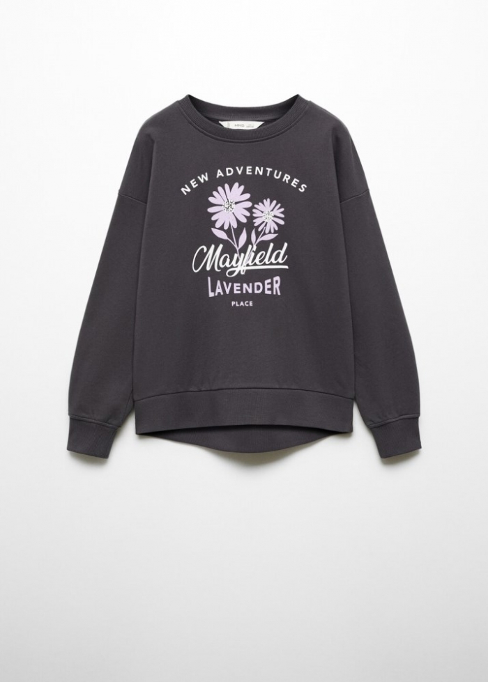 Mango Sudadera algodón estampada - Gris antracita