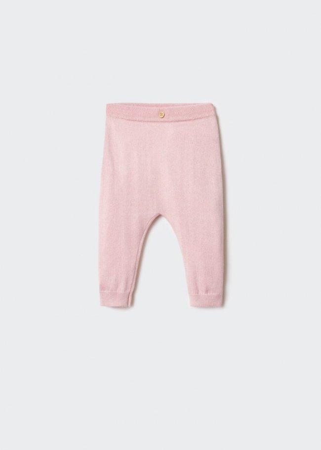 Mango Pantalón punto - Rosa pastel