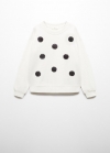 Mango Sudadera algodón lentejuelas - Blanco roto