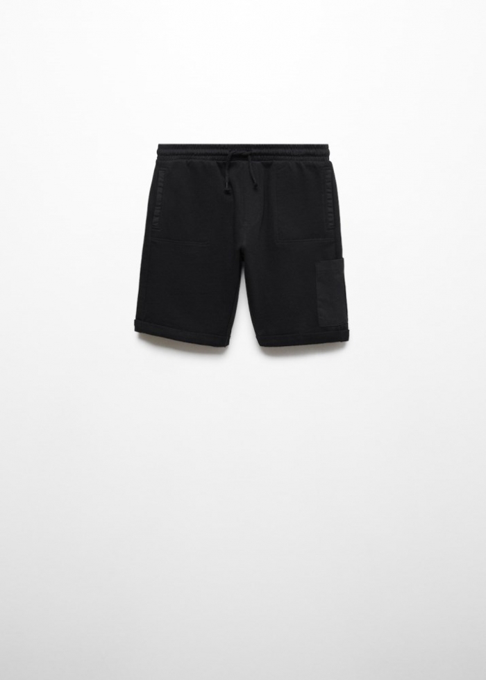 Mango Bermudas algodón cintura elástica - Negro