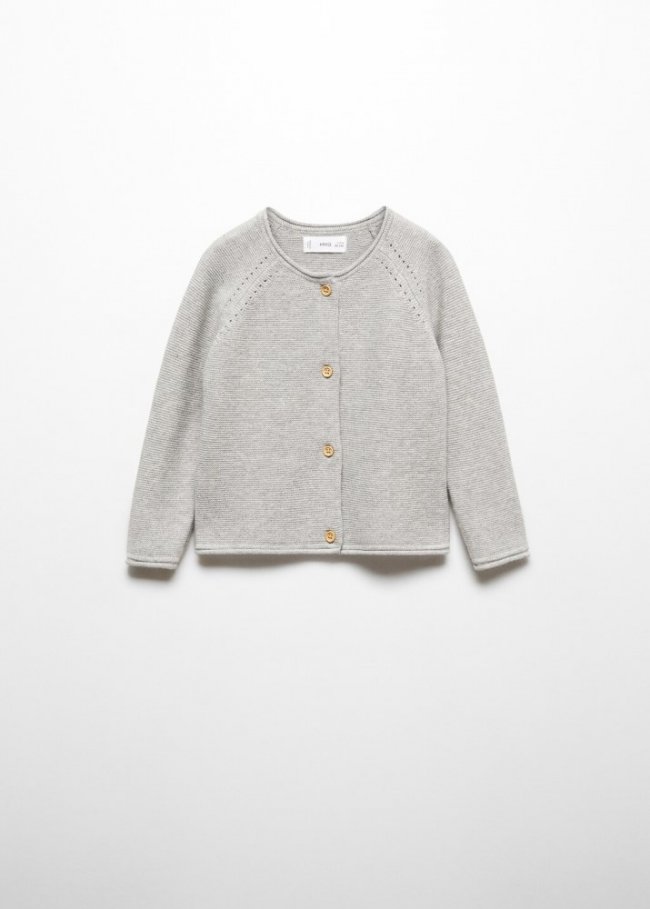 Mango Cárdigan punto algodón - Gris