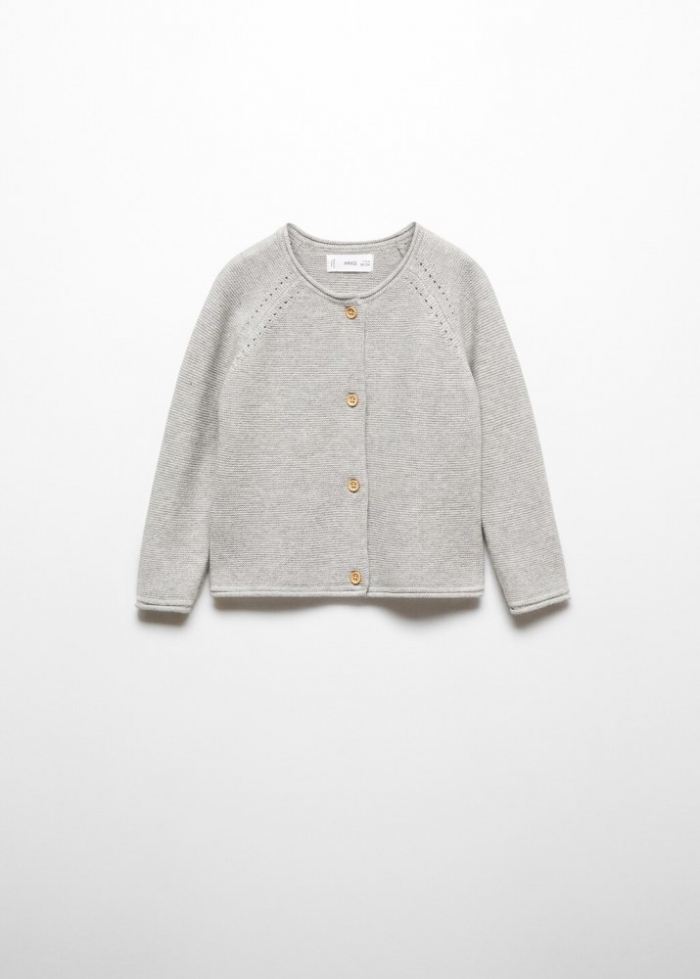 Mango Cárdigan punto algodón - Gris