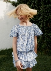 Mango Blusa estampada fruncido - Azul
