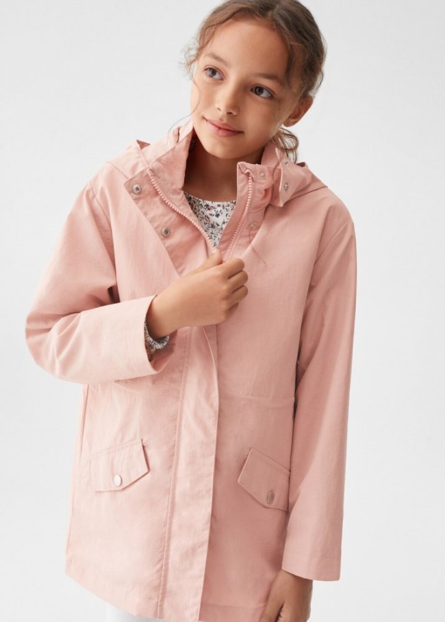 Mango Parka impermeable capucha - Rosa