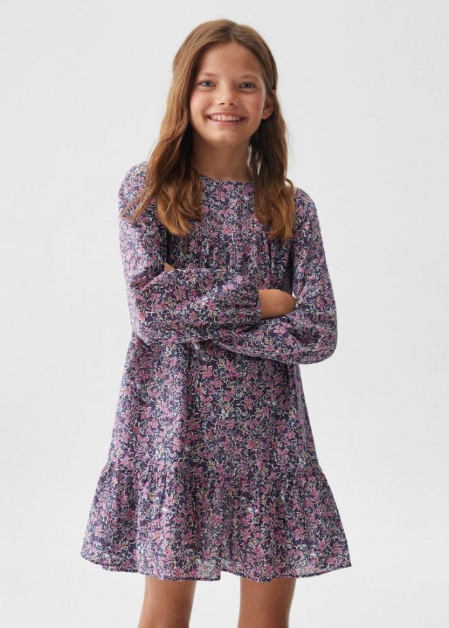 Mango Vestido estampado floral - Azul marino oscuro
