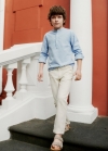Mango Pantalón chino lino - Beige