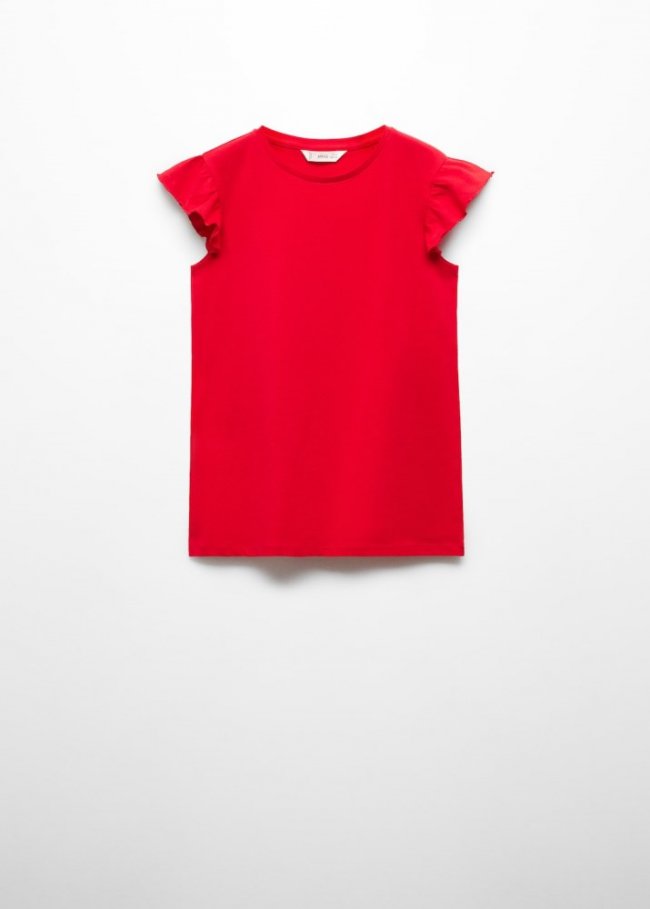 Mango Camiseta volantes manga corta - Rojo