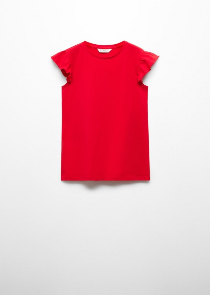 Mango Camiseta volantes manga corta - Rojo
