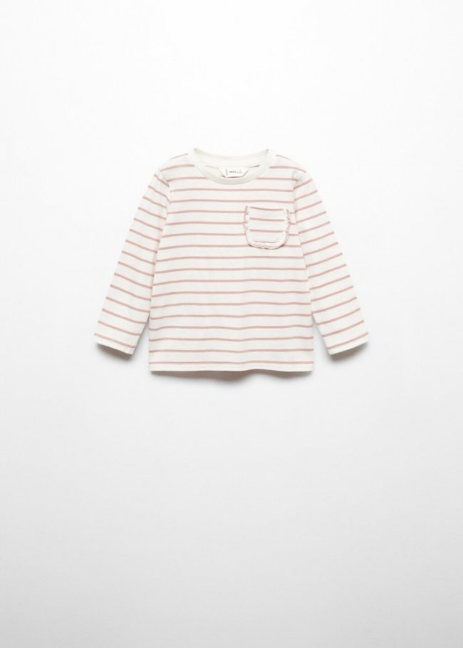 Mango Camiseta manga larga rayas - Blanco roto