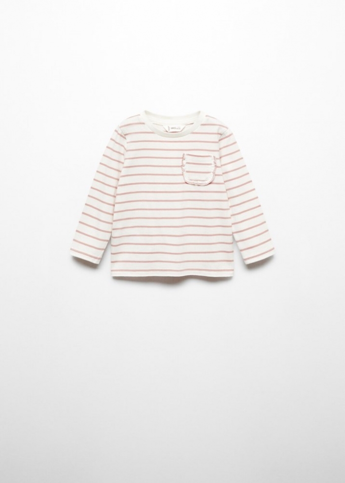 Mango Camiseta manga larga rayas - Blanco roto