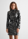 Mango Vestido lentejuelas cuello halter - Plata