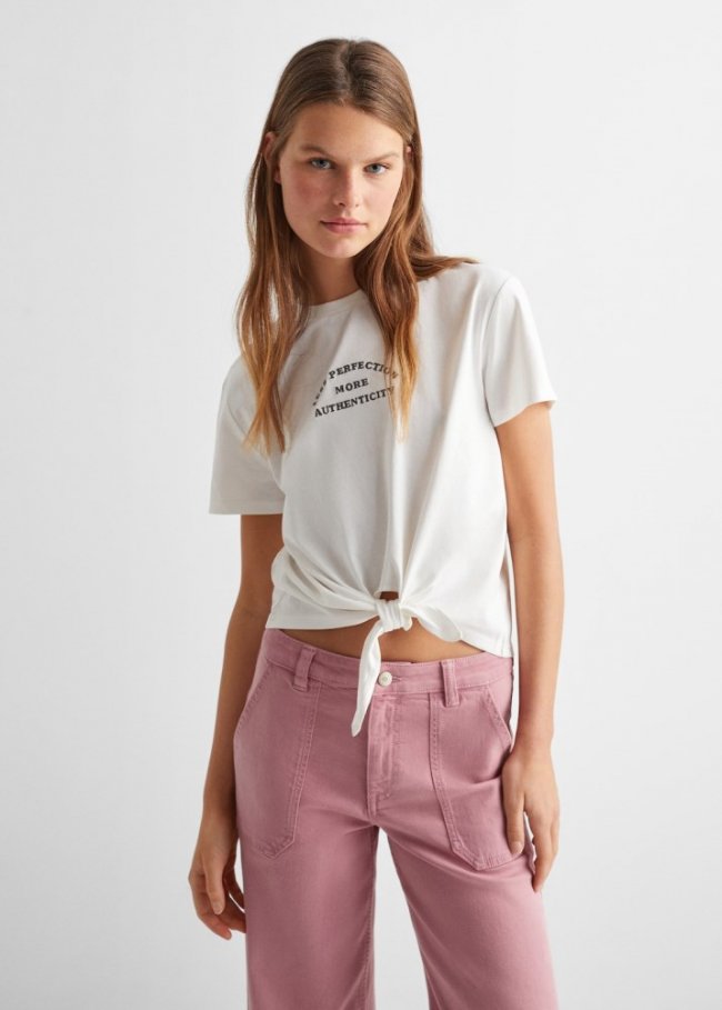 Mango Pantalón culotte bolsillos - Rosa