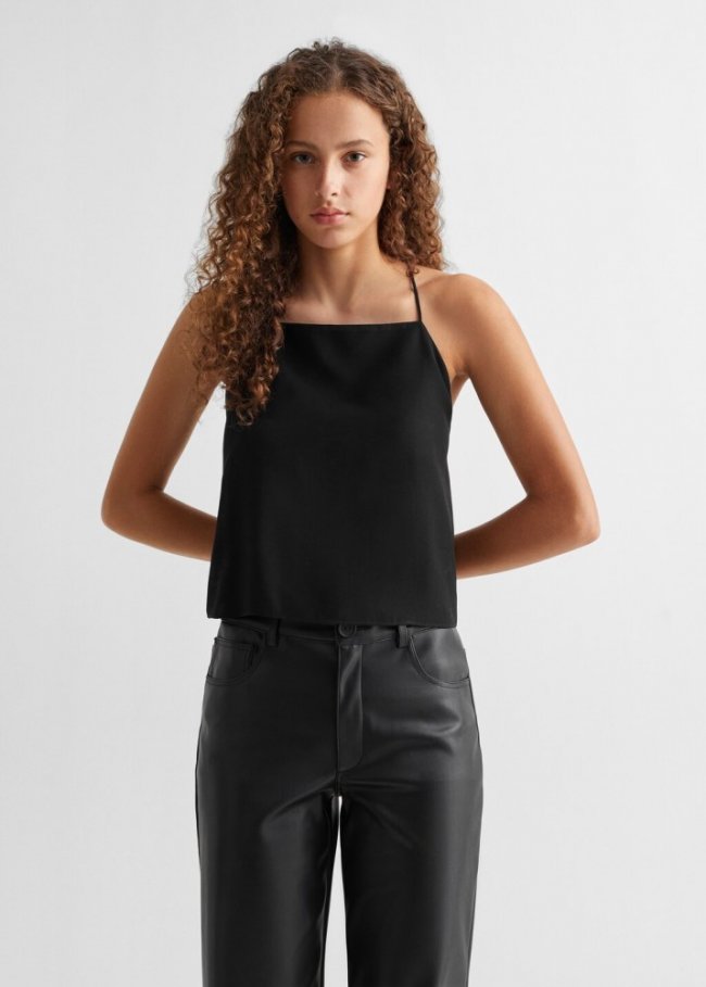 Mango Top tirantes cruzados - Negro