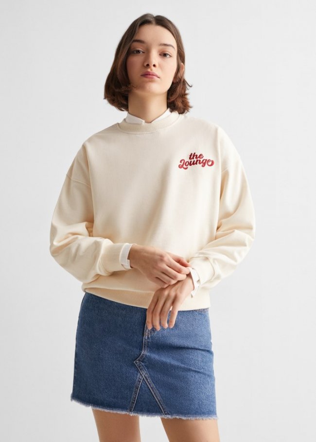 Mango Sudadera mensaje estampado - Blanco roto