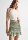 Mango Falda estampada fruncida - Verde pastel