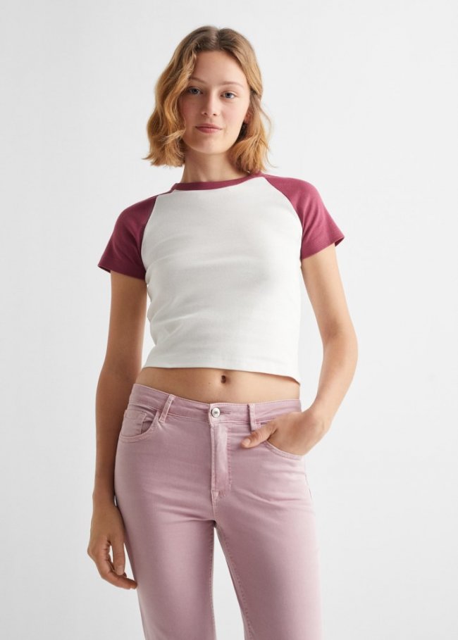 Mango Camiseta crop - Granate