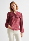 Mango Blusa estampada volantes - Granate