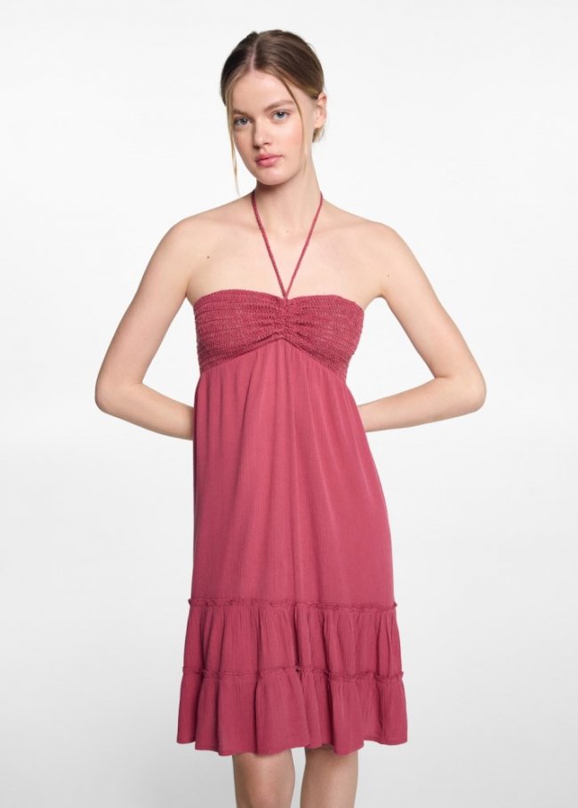 Mango Vestido corto volantes - Fresa