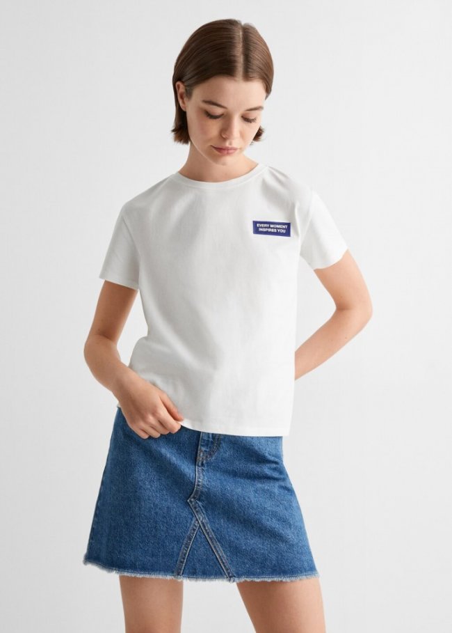 Mango Camiseta mensaje estampado - Blanco roto