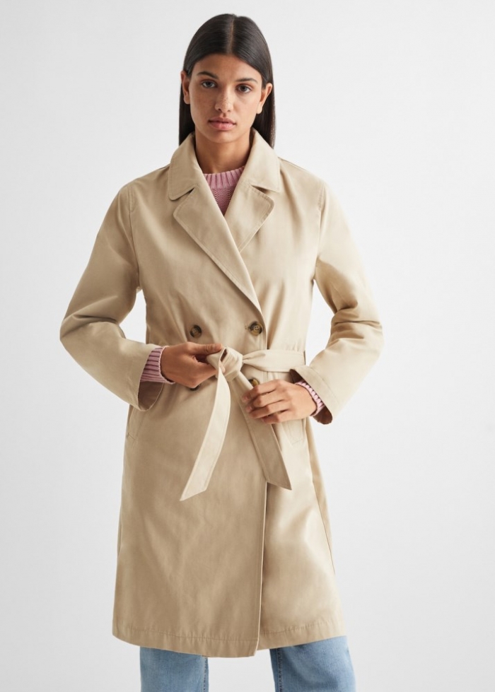 Mango Trench clásico cinturón - Beige