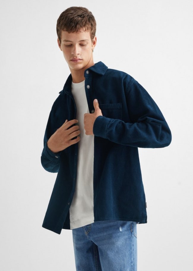 Mango Sobrecamisa micropana - Azul